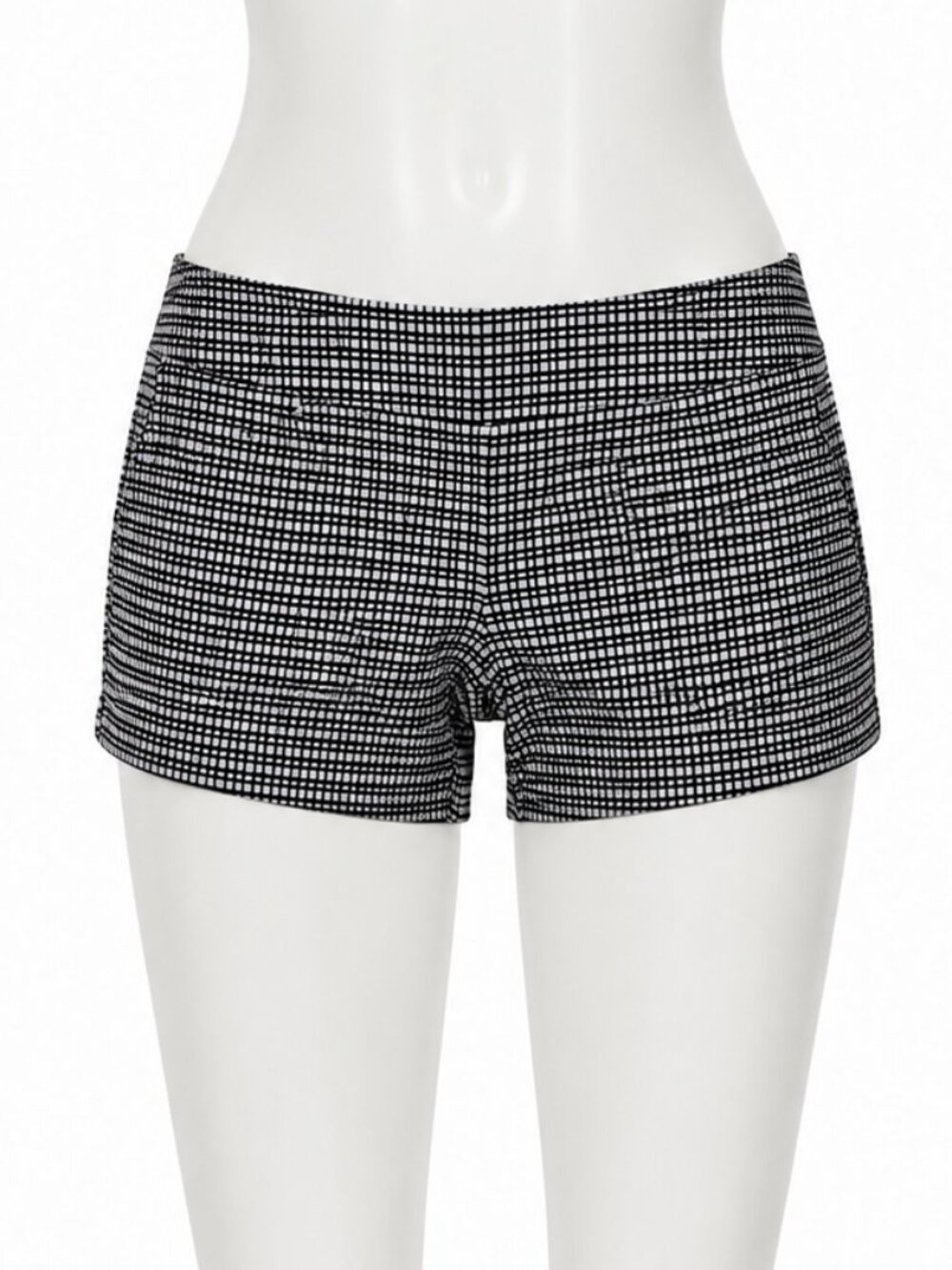 INC International Concepts Size 16 Shorts Black White Grid Print Pull On Stretch